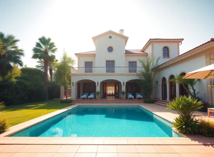 Stunning villa property for sale featuring a private pool and lush garden, ideal for those looking to rent a villa property for sale.