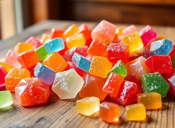 Gemini Crystal Candy showcases vibrant crystal candies with intricate designs and unique flavors.