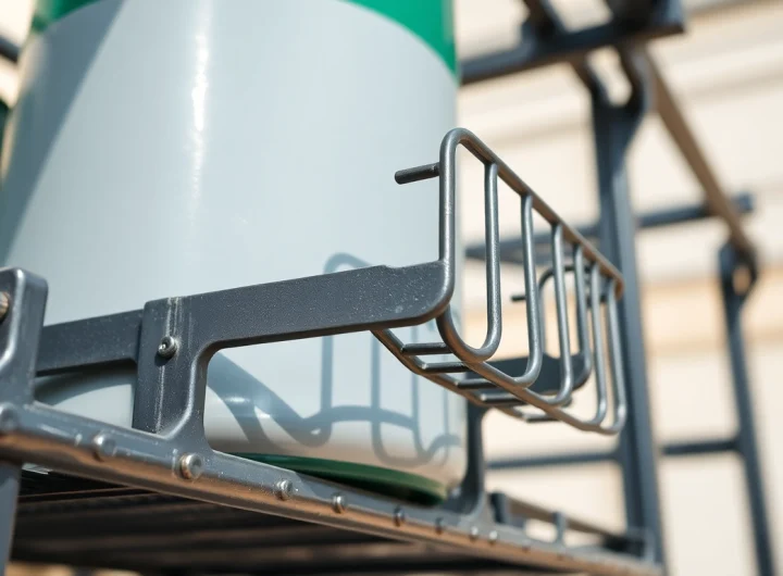 Securely mount a gas bottle holder featuring durable metal design for outdoor usage.