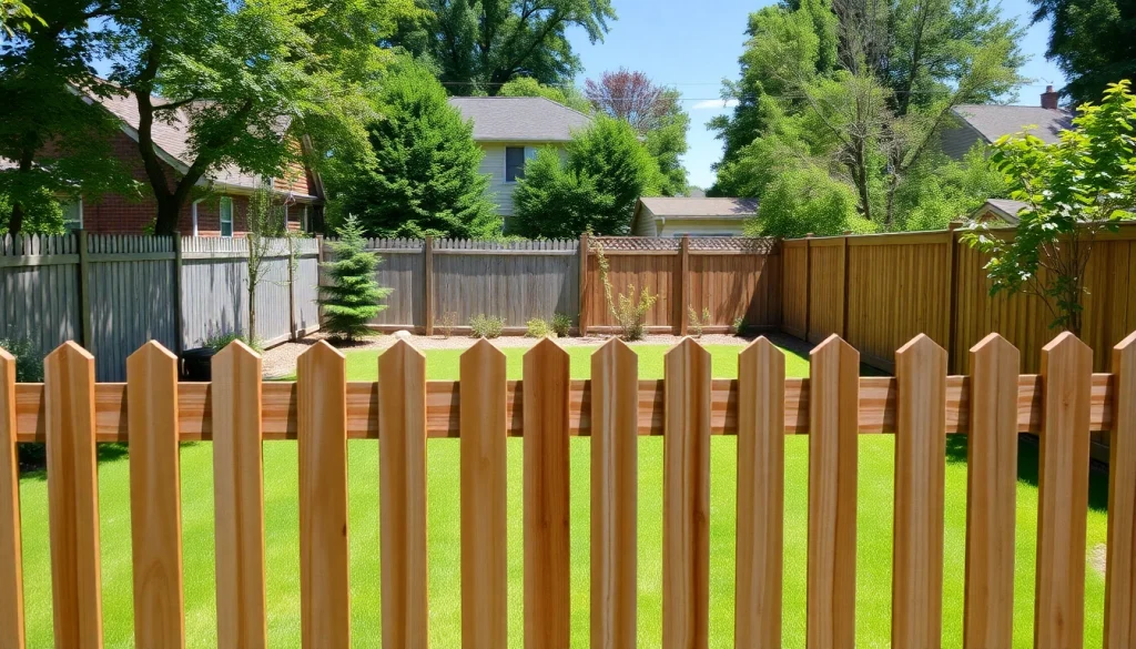 Explore fencing companies Manchester showcasing beautifully crafted wooden fences in a serene backyard setting.