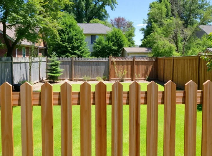 Explore fencing companies Manchester showcasing beautifully crafted wooden fences in a serene backyard setting.