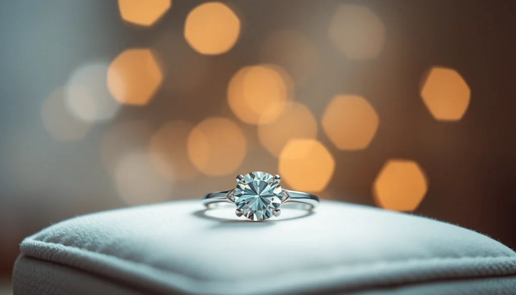 Showcase elegant 2 Carat Engagement Rings featuring a stunning diamond on a velvet cushion.