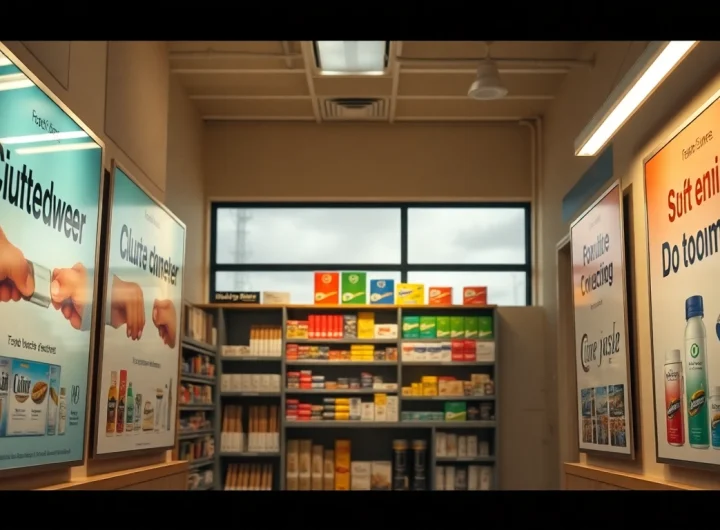 Tobacco Replacement products displayed attractively in a bright retail space, showcasing variety.