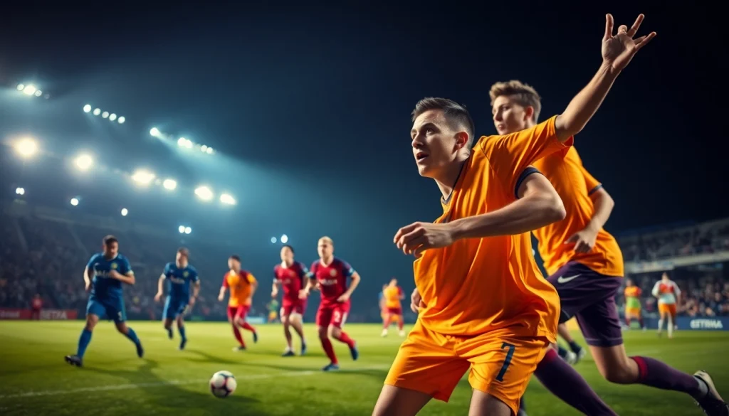 วิเคราะห์บอล action shot featuring players in a tense game moment, showcasing their determination and competitive spirit.