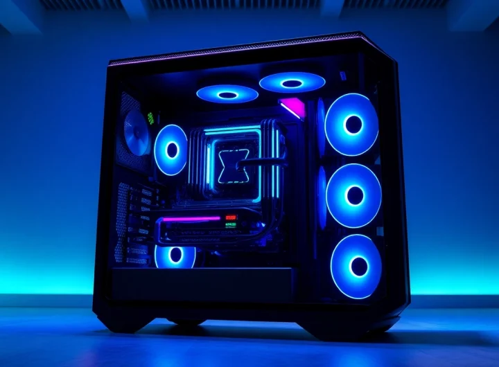 Showcase a high-end PC CASE Manufacturer product featuring RGB lighting and a sleek design.