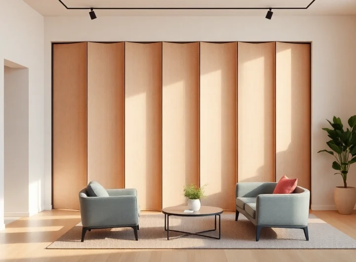 Transform your space with a Folding Partition Wall, showcasing adaptability and style in a modern interior setting.