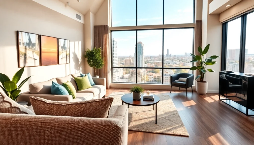 View of modern apartments in Glendale, AZ featuring spacious living areas and urban backdrop.