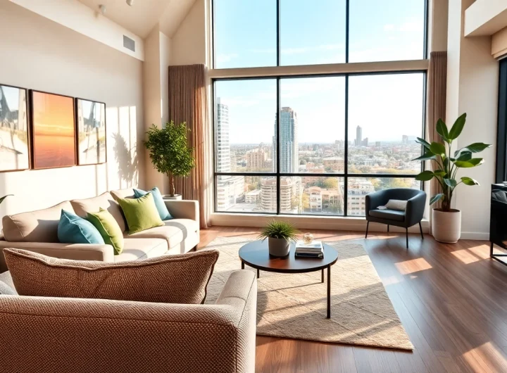 View of modern apartments in Glendale, AZ featuring spacious living areas and urban backdrop.