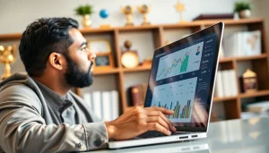 Marketer using tools to find competitor customers through data analysis in a professional setting.