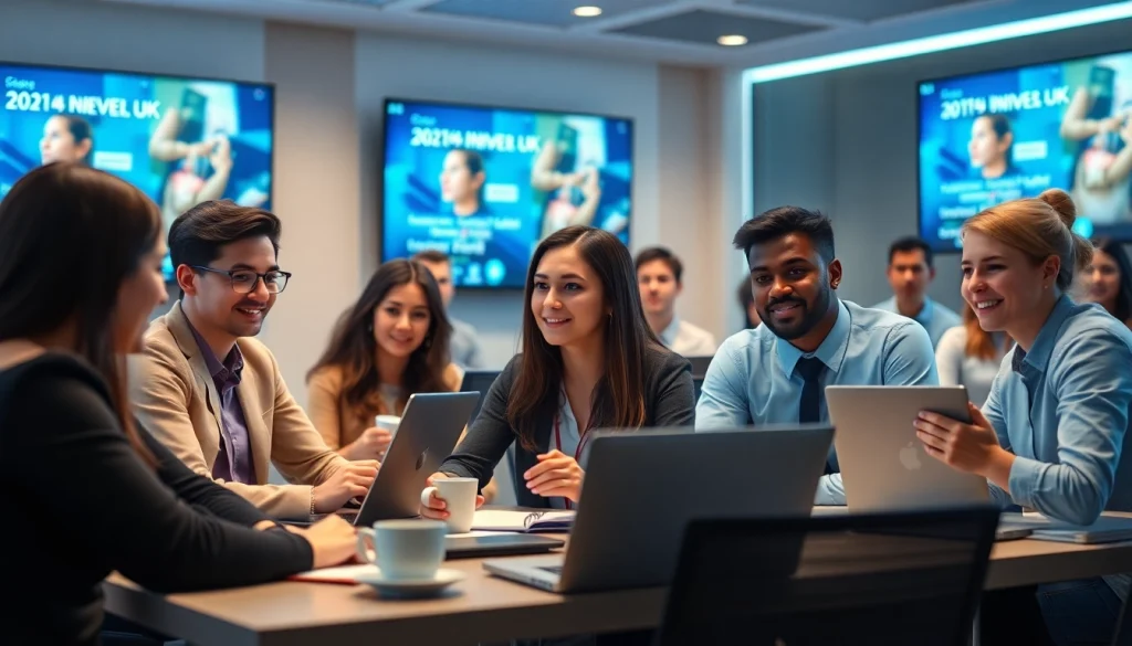 Engaged students pursuing online university degrees from the UK in a modern virtual classroom.