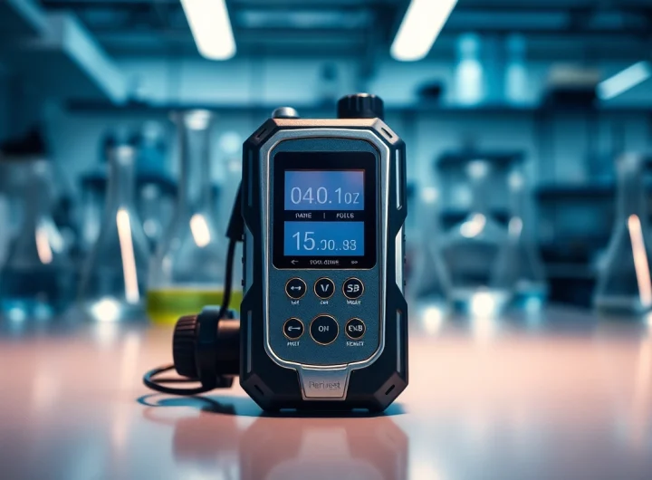 Monitor the safety levels with a Hydrogen Chloride gas detector showcasing its high-tech design.