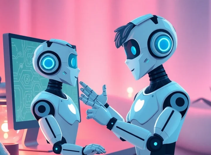 Engaging chat sex ai interaction with a friendly AI chatbot in a digital environment.