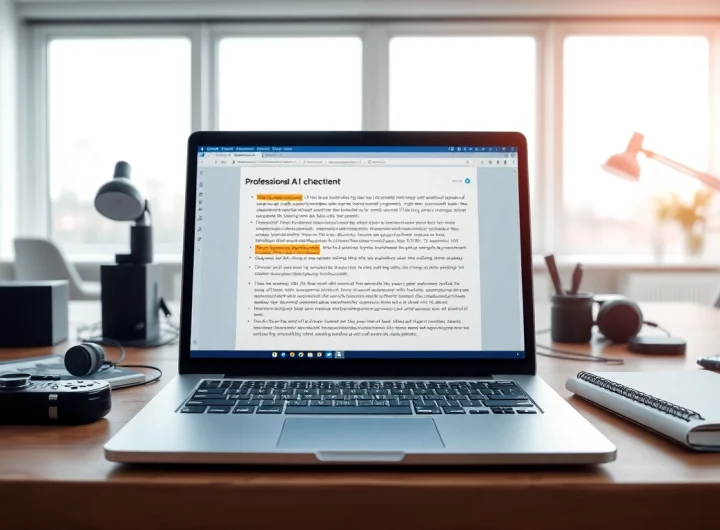 Check AI-generated content with a sophisticated ai checker on a laptop screen.