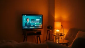 Engage with dirty ai in a cozy conversation setting featuring a friendly AI character.