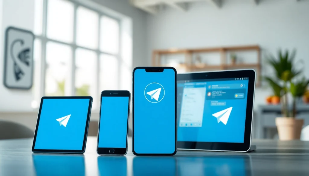 Explore the features of 电报官网 through a visual representation of Telegram on various devices.
