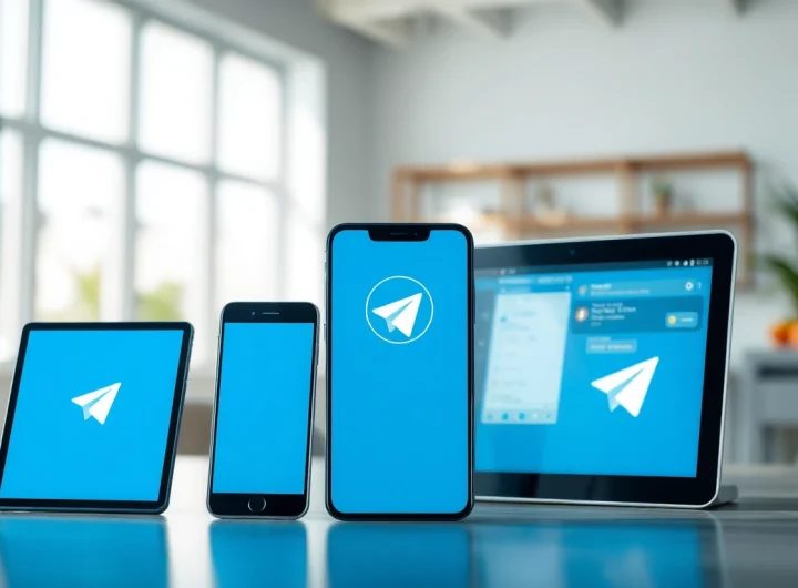 Explore the features of 电报官网 through a visual representation of Telegram on various devices.