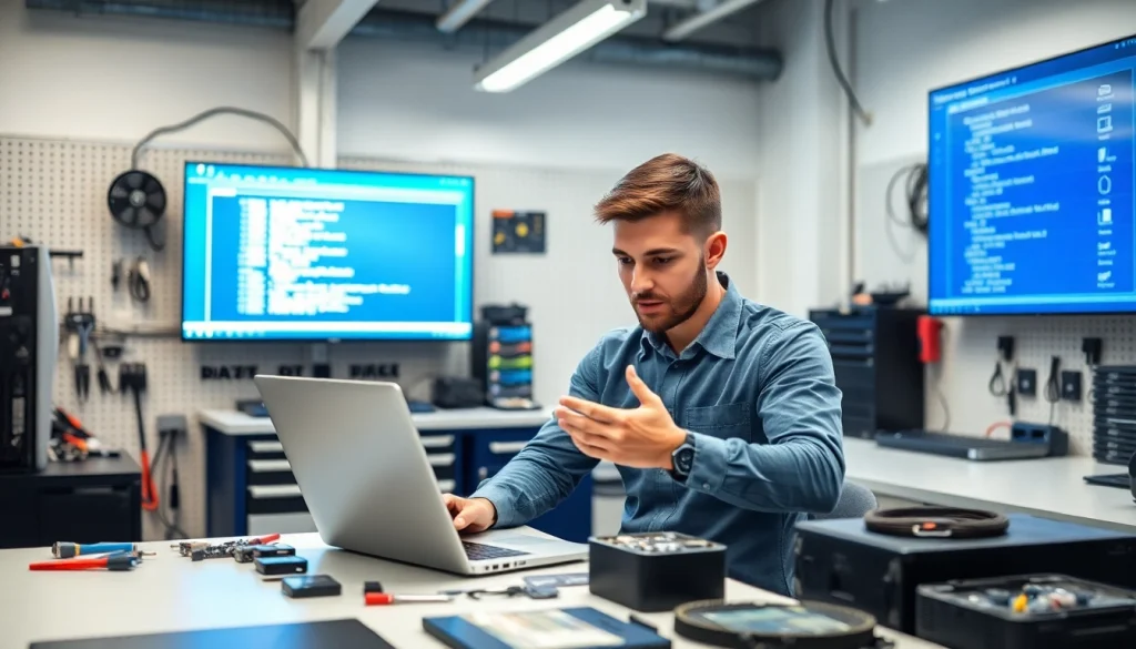Assistenza nella riparazione computer torino in un moderno laboratorio tecnologico.