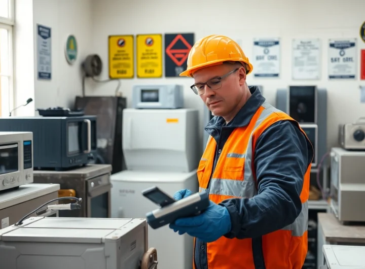Efficient PAT testing Cannock technician inspecting electrical appliances for safety compliance.
