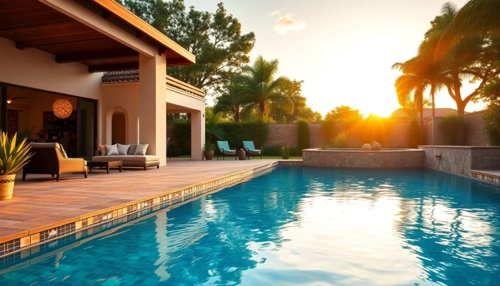 Stunning pool remodel with modern design and inviting outdoor lounge area.