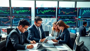 Analyze import tariffs China with professionals discussing trade strategies in a vibrant trading environment.