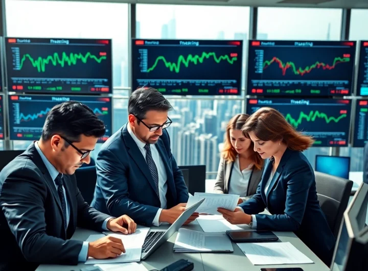 Analyze import tariffs China with professionals discussing trade strategies in a vibrant trading environment.