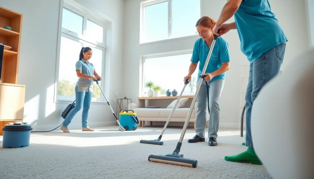 Bond cleaning Logan team efficiently cleaning a living room, ensuring a spotless and inviting space.