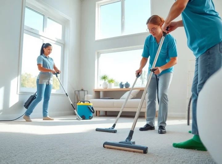 Bond cleaning Logan team efficiently cleaning a living room, ensuring a spotless and inviting space.