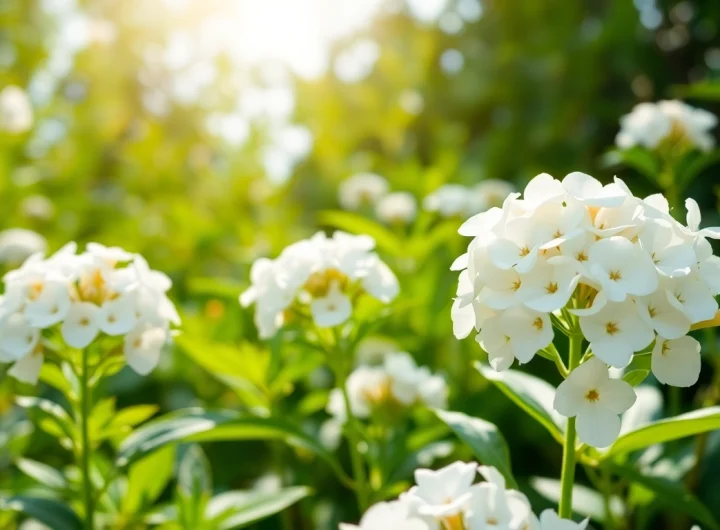 Les fleurs de musc blanc éblouissent dans un jardin paisible, révélant leur beauté délicate.