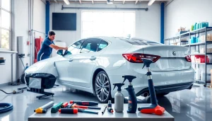 Enhance your vehicle's shine with a car detailing service Alpharetta technician in action.