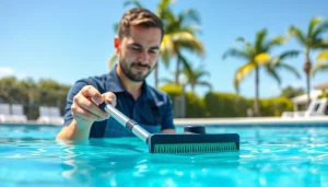 Swimmers enjoy a fresh and well-maintained pool by a swimming pool service in Pinellas County.