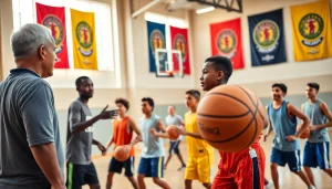 Young athletes training hard at Takeover Basketball Academy, capturing the energy and teamwork of the camp.