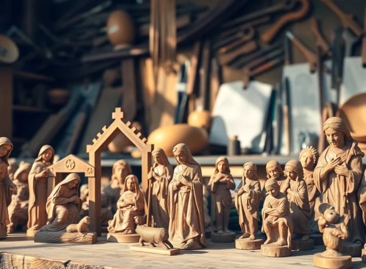 Showcasing beautiful olive wood carvings with intricate designs and traditional craftsmanship.