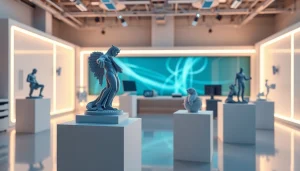 Showcasing 3D Model Visualizations of intricate designs in a modern virtual studio.
