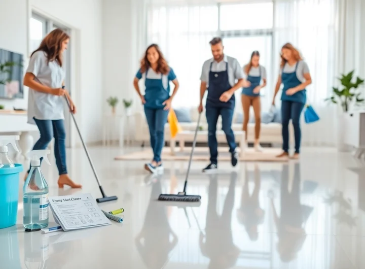 Efficient bond cleaning Logan service showcasing professional cleaners in a spotless apartment.
