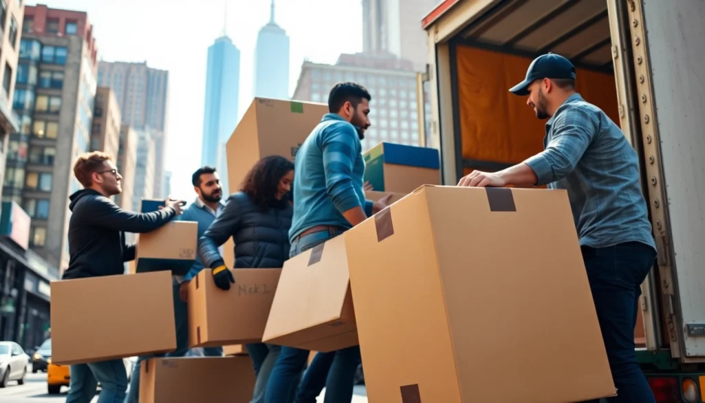 Dynamic scene showcasing the best movers nyc efficiently handling a move in bustling New York City.