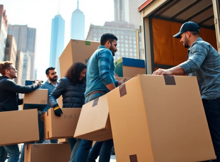 Dynamic scene showcasing the best movers nyc efficiently handling a move in bustling New York City.