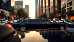 Offering premium car service Atlanta, an elegant chauffeur-driven limousine in the heart of the city.