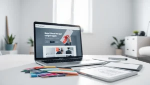 Elevate your website design with a modern workspace showcasing design tools and inspiration.