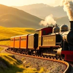 Engage with railroad tycoon free download featuring a vintage steam locomotive in a picturesque setting.