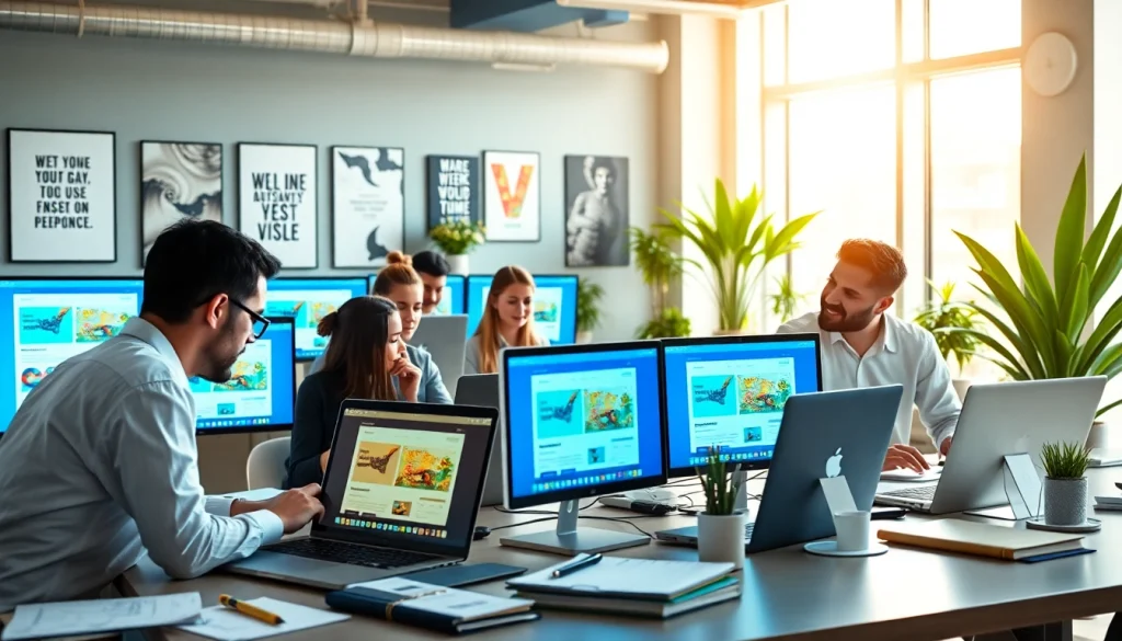 Dynamic team at a web design agency Malaysia crafting innovative website designs.