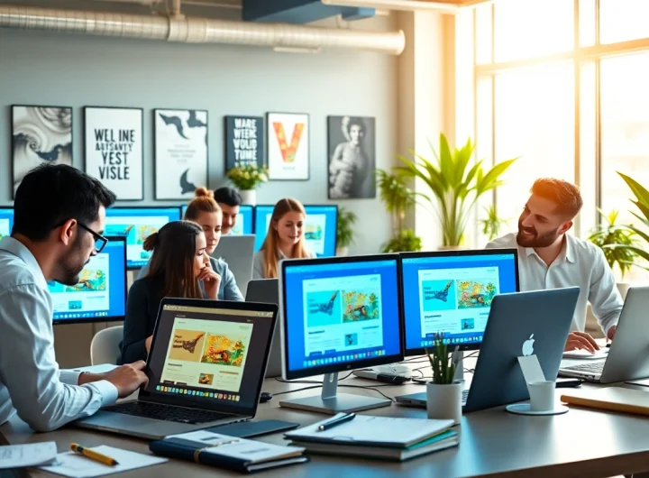 Dynamic team at a web design agency Malaysia crafting innovative website designs.