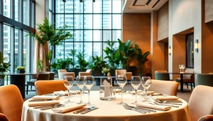 Arrange a stylish event space filled with natural lighting and elegant décor for gatherings.