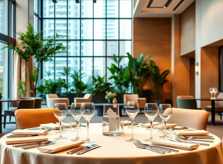 Arrange a stylish event space filled with natural lighting and elegant décor for gatherings.