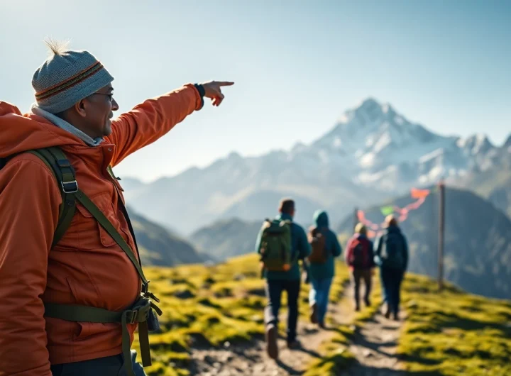 Experience trekking in Nepal with Local Guides alongside a guide in the scenic Annapurna range.