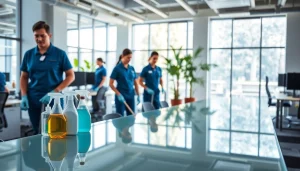 Efficient office cleaning Melbourne service in action, highlighting a tidy workspace and professional team.