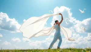 Experience the artistry of AirBend with a graceful performer manipulating air and fabric in nature.
