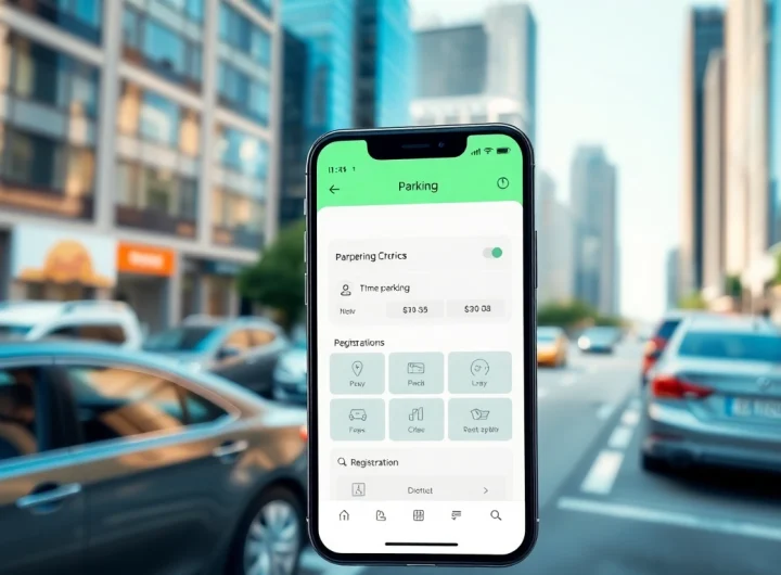 Engage with vrr parking management system interface showcasing real-time availability and registration features.