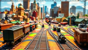 Engage with the railroad tycoon download featuring an illustrated game board and vibrant trains.