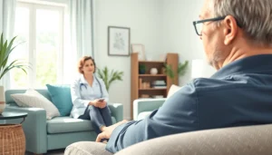 Hipnoza Warszawa: Hipnoterapeuta w przytulnym gabinecie terapeutycznym.
