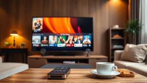 Compra IPTV en una acogedora sala de estar con un televisor moderno y canales vibrantes.
